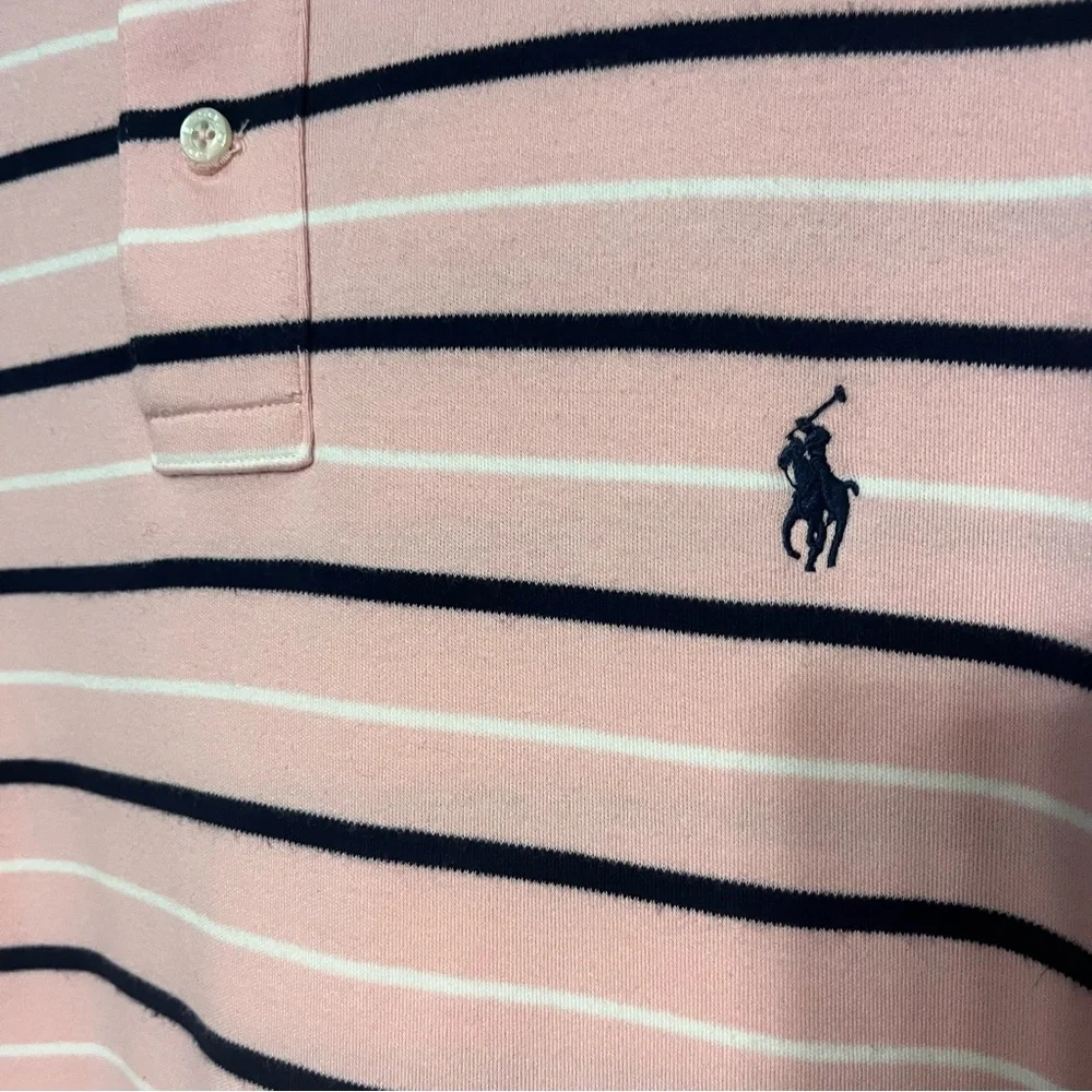 Ralph‎ Lauren Men's Pink and Black Striped Polo Shirt